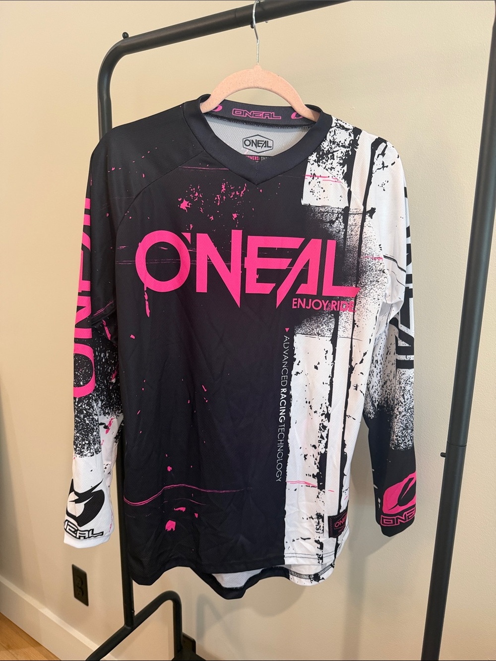O'Neill Black, Pink & White Racing Jersey